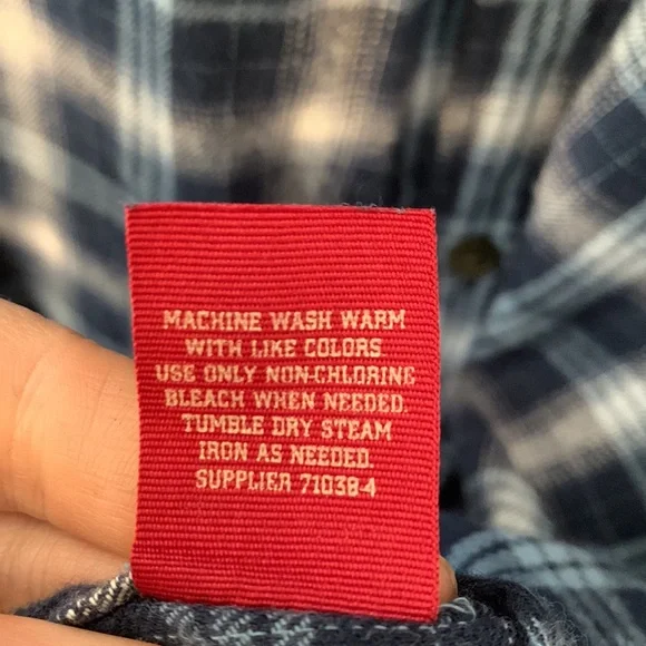 Arizona Jeans Blue Plaid Button Up Size Medium - Picture 5 of 6